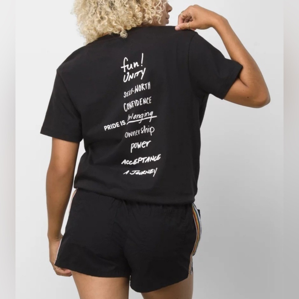 ♥️ Vans Black Pride BFF Graphic Tee T-shirt Comfy Casual Womens Size Medium - Picture 2 of 10